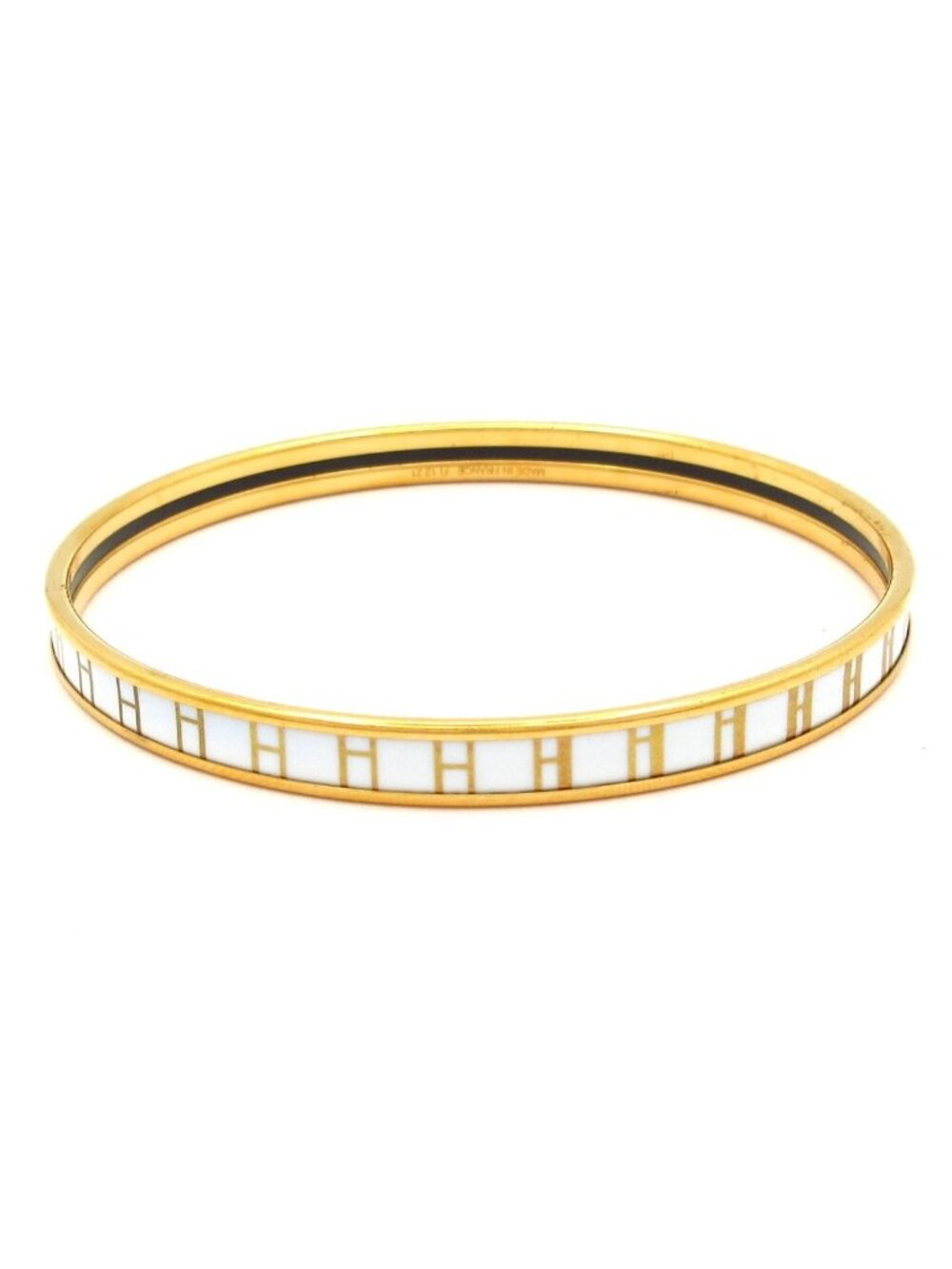 Hermes Bangle Enamel Gold White Op'h Bracelet